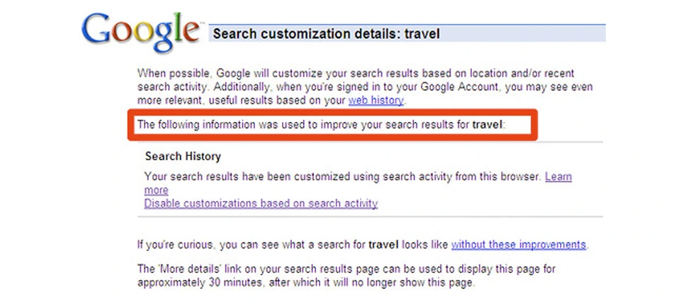 seo search customization details