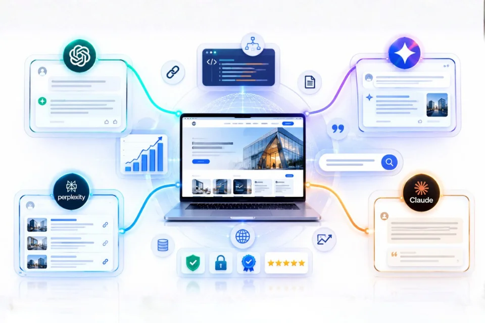 Illustration showing how AI search engines discover and recommend websites